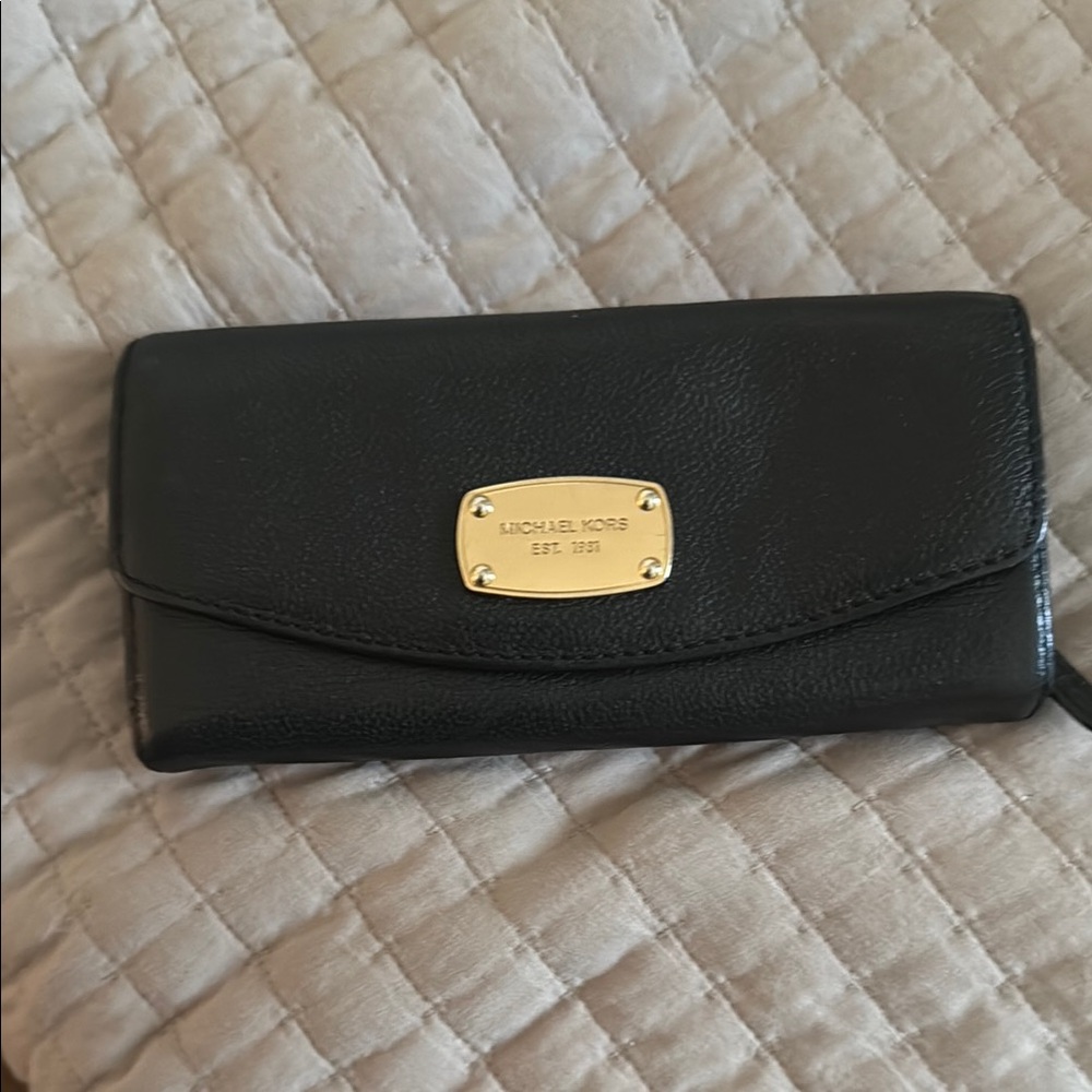 Michael Kors Black Wallet with Gold Logo